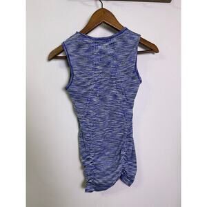 Athleta XS Breath Sleeveless Tank Blue Space Dye Ruched Grip Hem